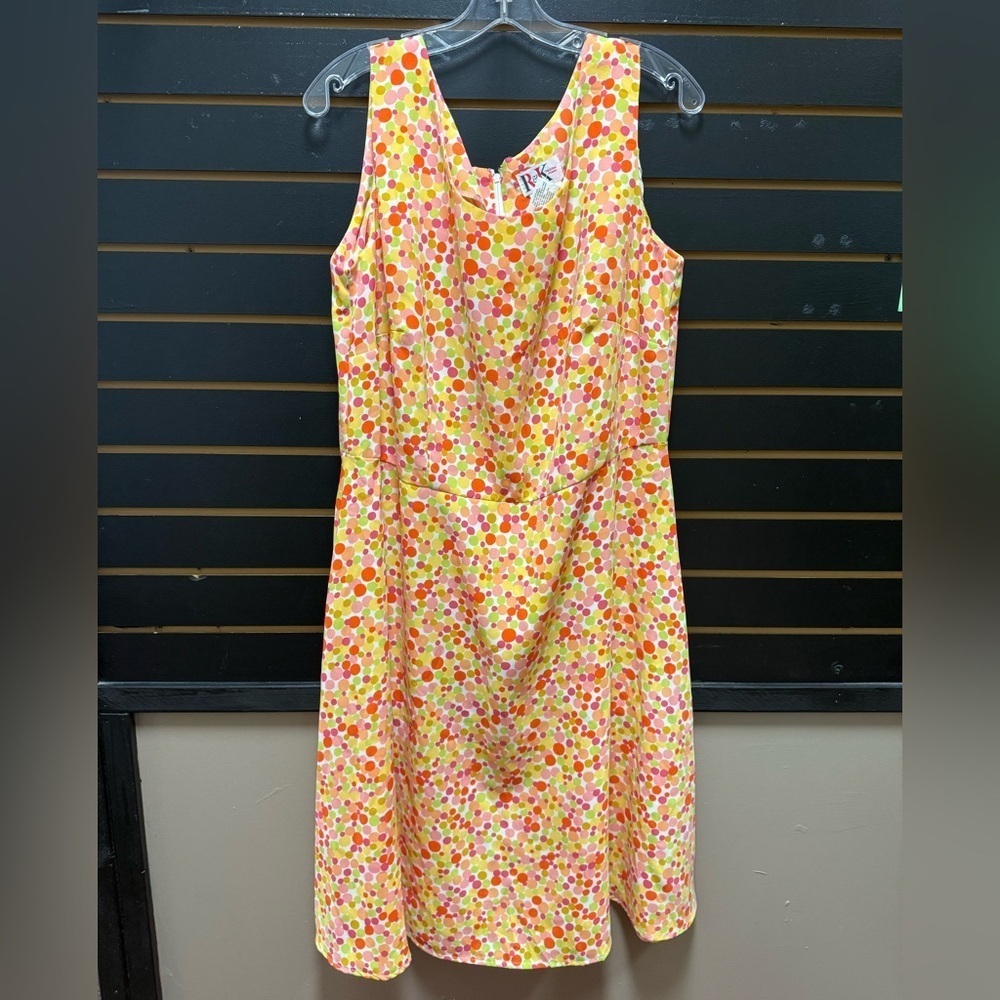 R&K Colorful Polka Dot Sleeveless Midi Dress Plus Size 14W